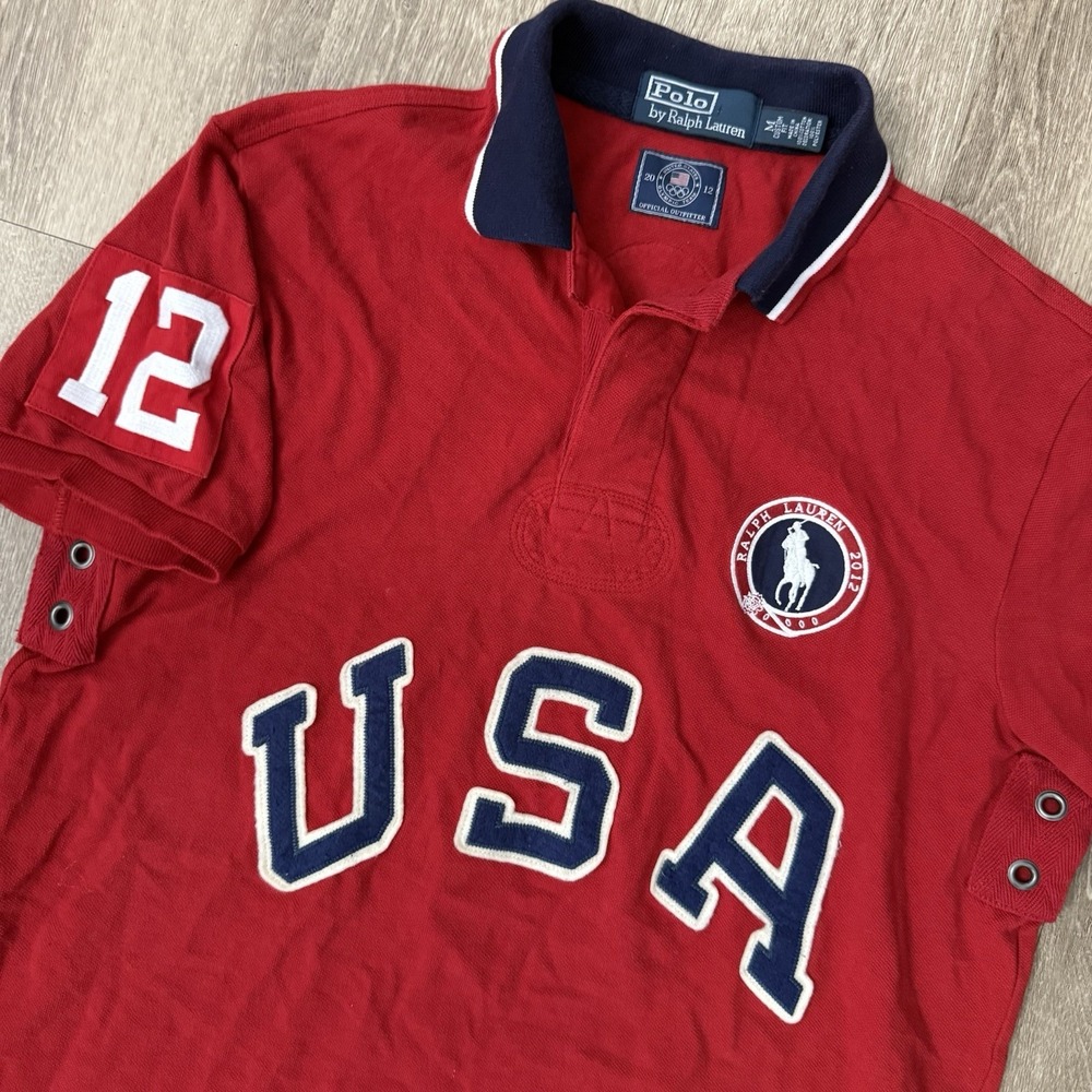 Polo Ralph Lauren 2012 Official Olympics Team USA Polo Rugby Shirt Men's M Red